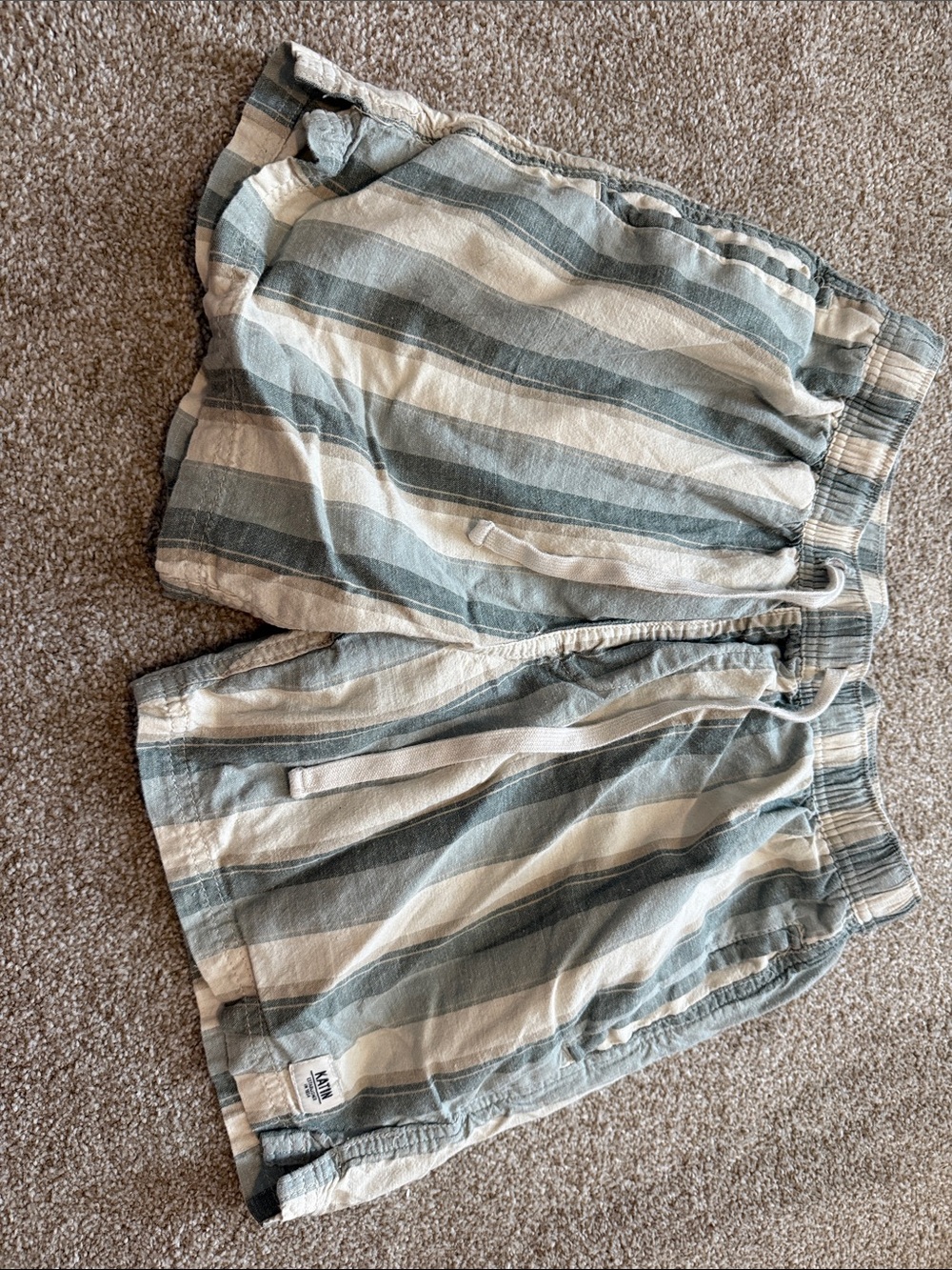 Katin Men's Striped Athletic Shorts in Cream & Gray